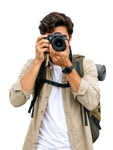 Traveler exploring Nepal with camera