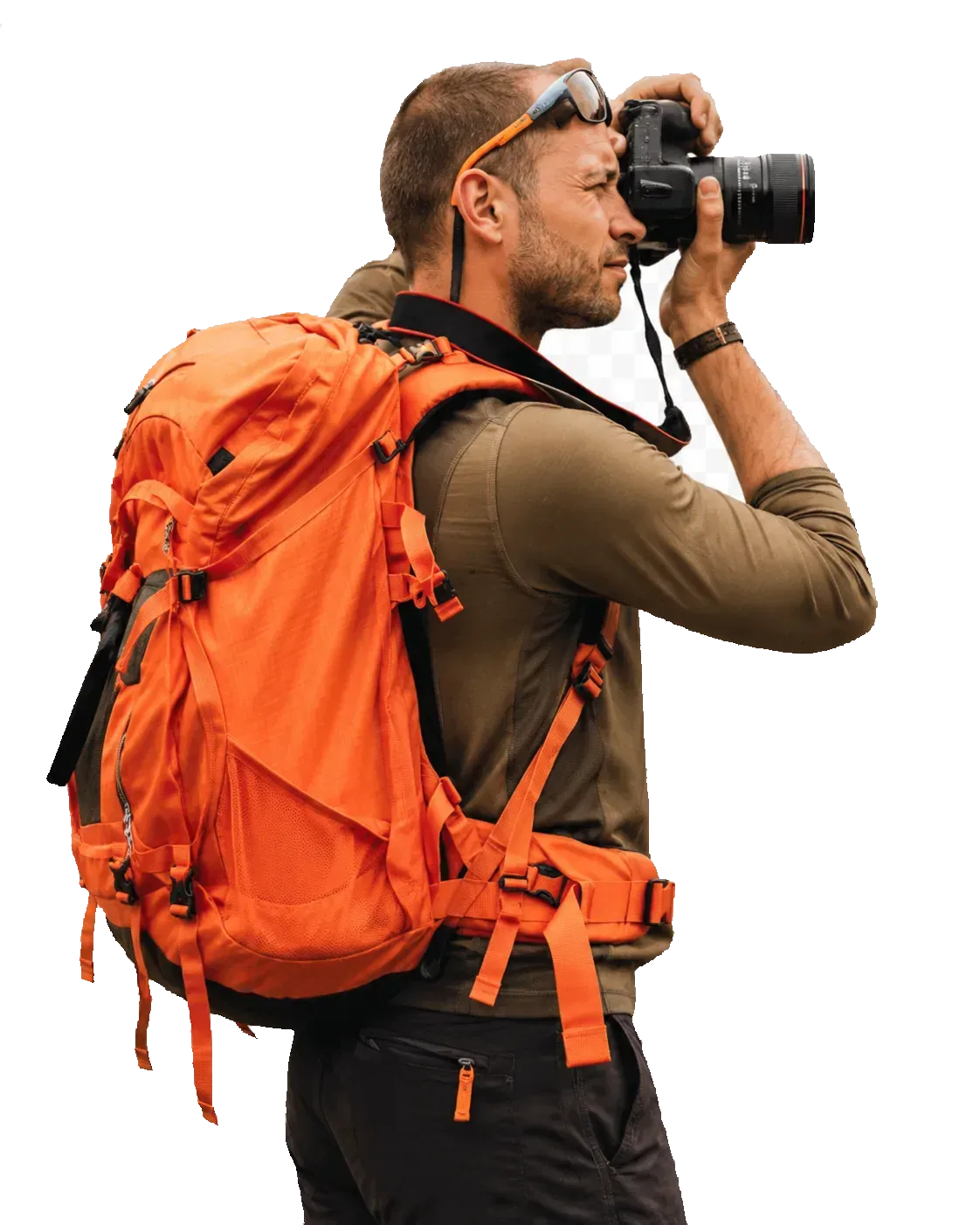 Backpacker taking photos